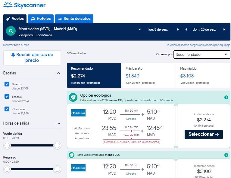 filtros skyscanner