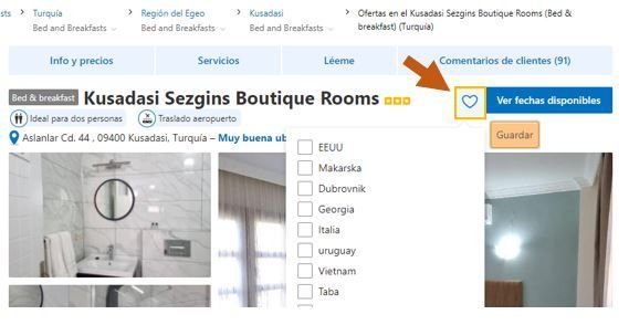 guardar favoritos en booking
